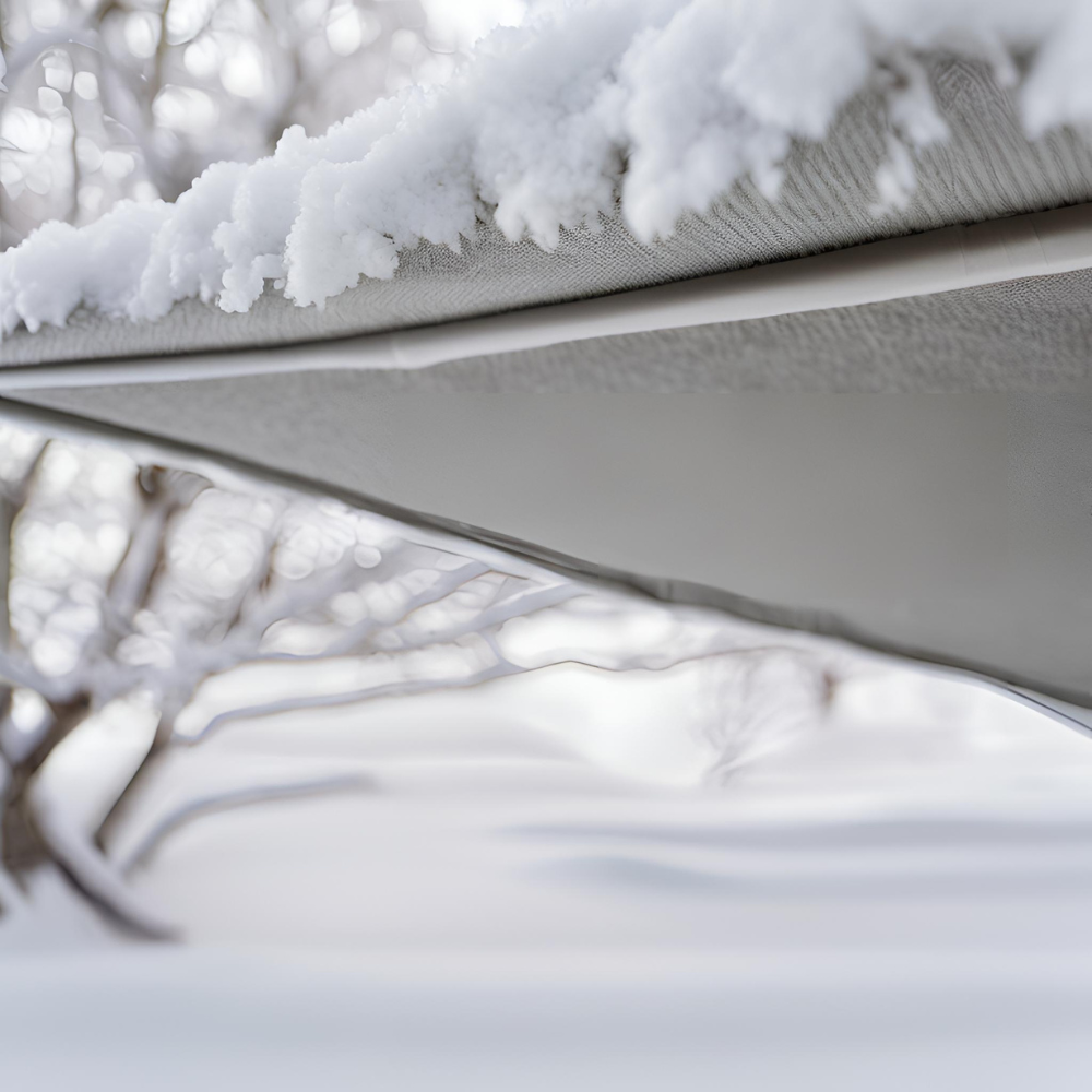 Caravan Awning with snowfall settling on roof